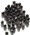 50 6mm Triangle Faceted Black, Silver Tipped with Coated Ends